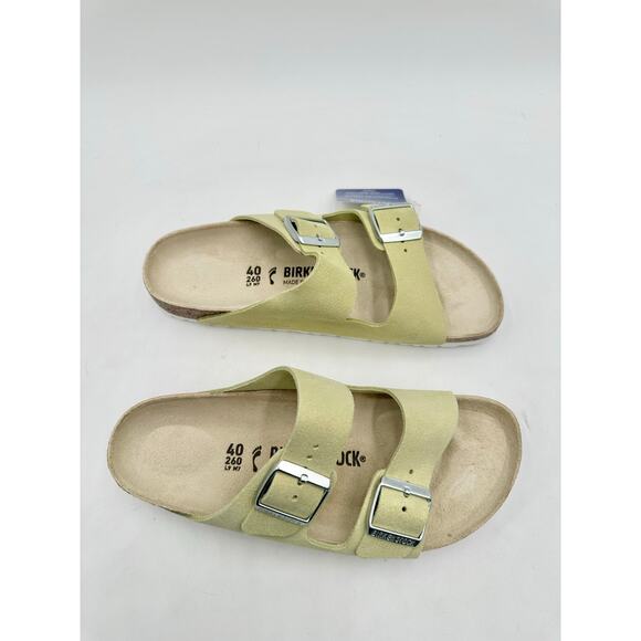 Birkenstock Arizona BS Leather Green Popcorn Shimmering Sandal Narrow Women's 40 - Picture 9 of 10